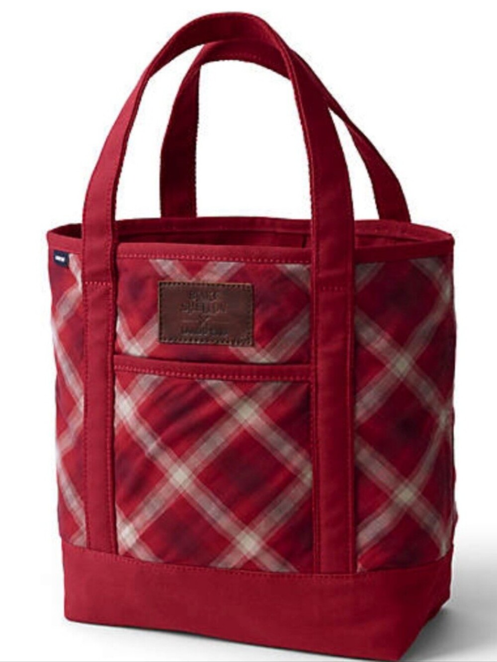 Lands' End × Blake Shelton Red Flannel Herringbone Plaid Tote Bag / 16"×13.5"×6"